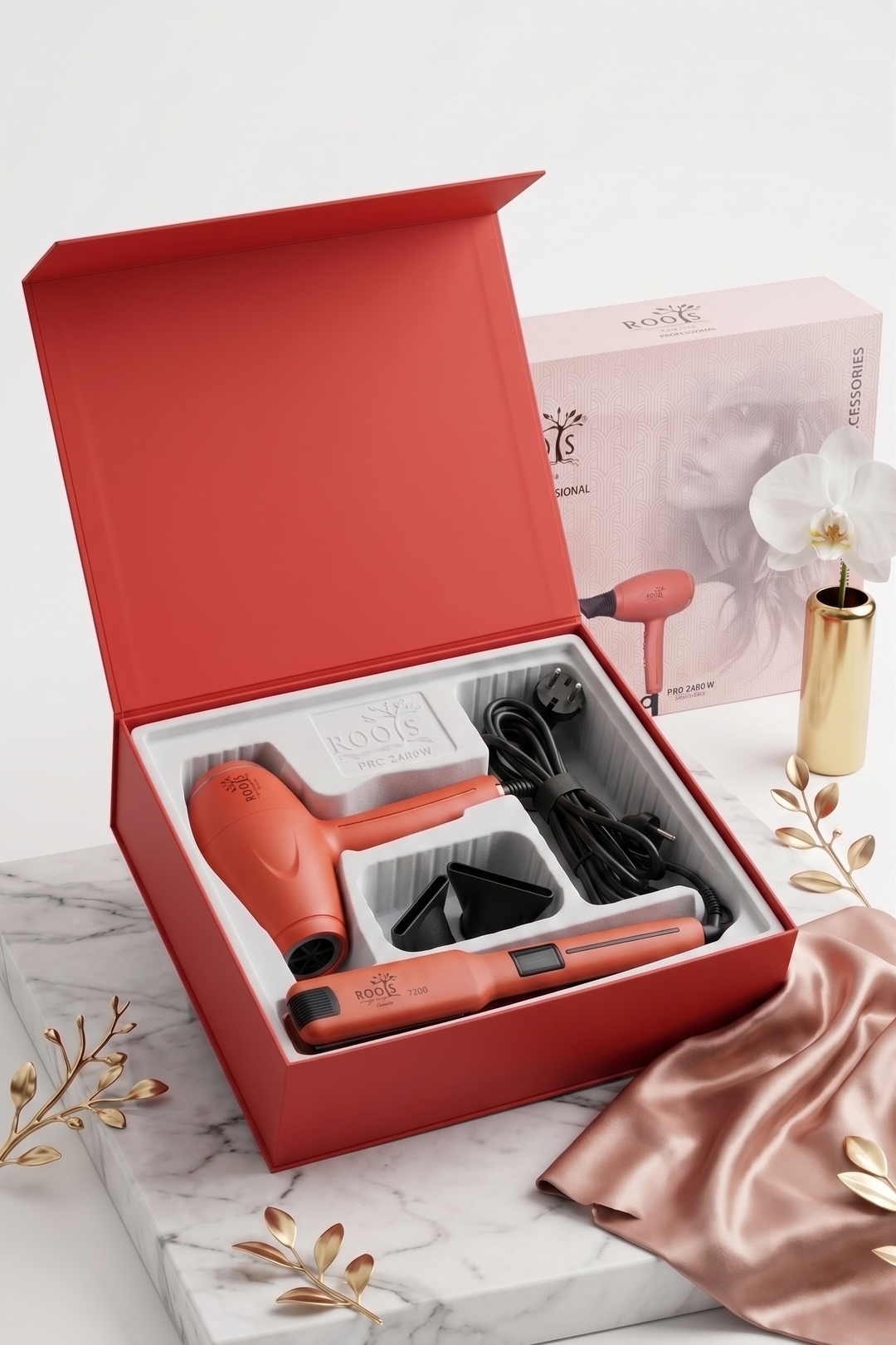 Orange Hair Dryer & Straighting Iron